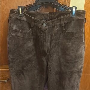 Etcetera Dark Brown Suede Leather Pants